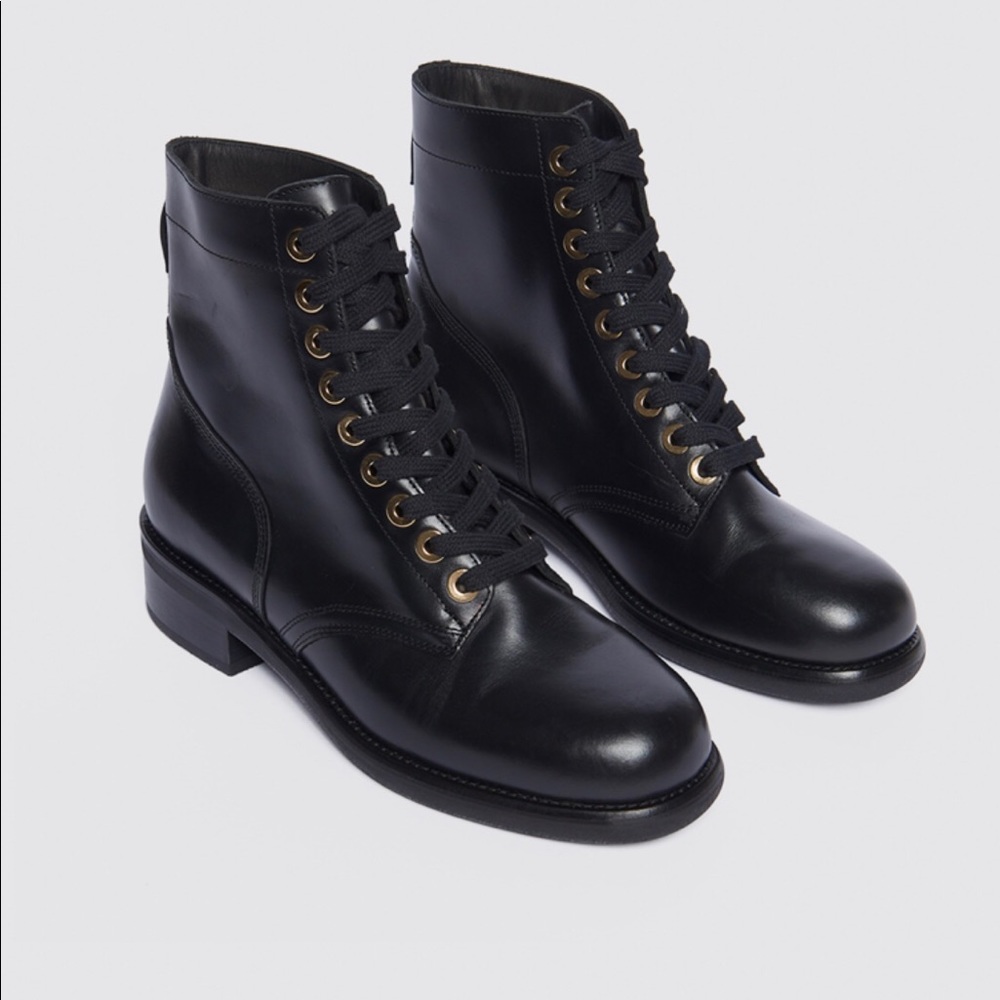 Biker boots with gold eyelets